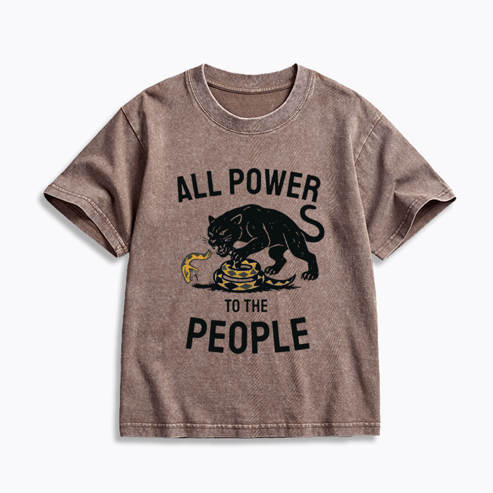 Power to the People Black Panther Party Kids Washed T-Shirts