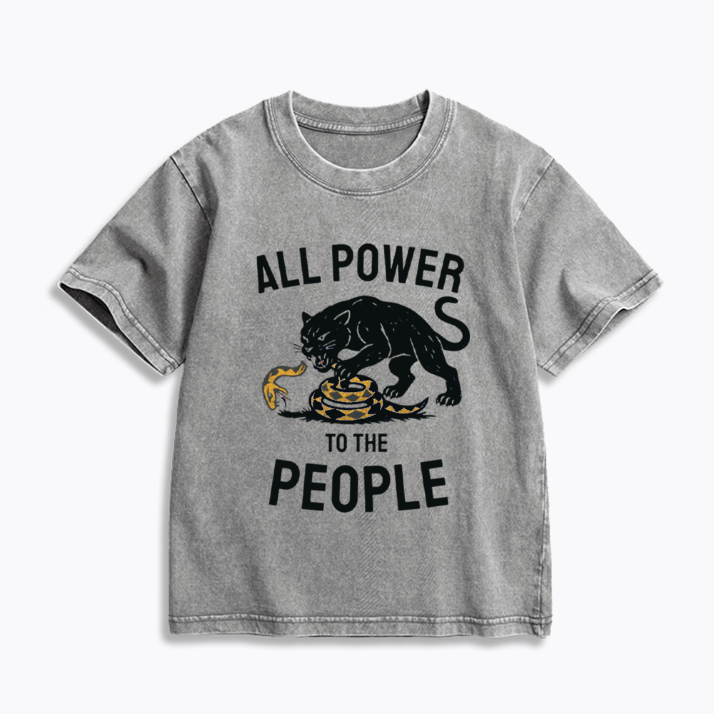 Power to the People Black Panther Party Kids Washed T-Shirts
