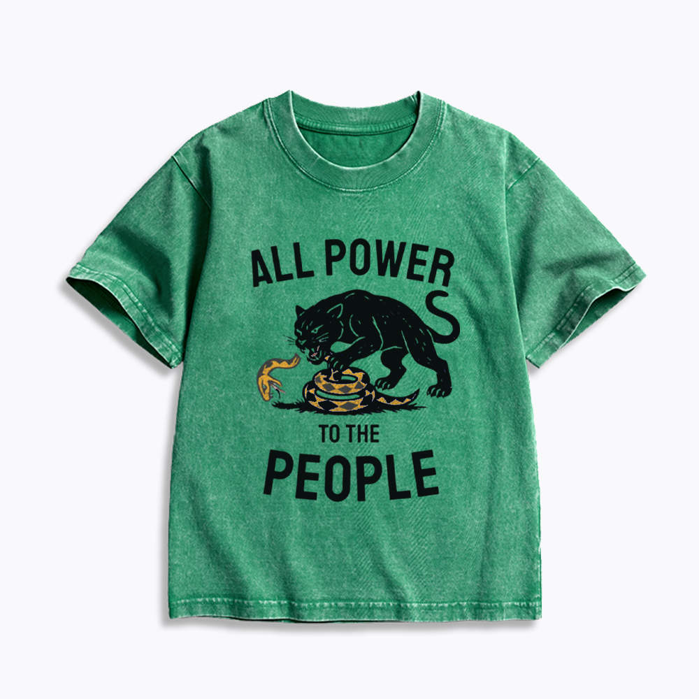 Power to the People Black Panther Party Kids Washed T-Shirts