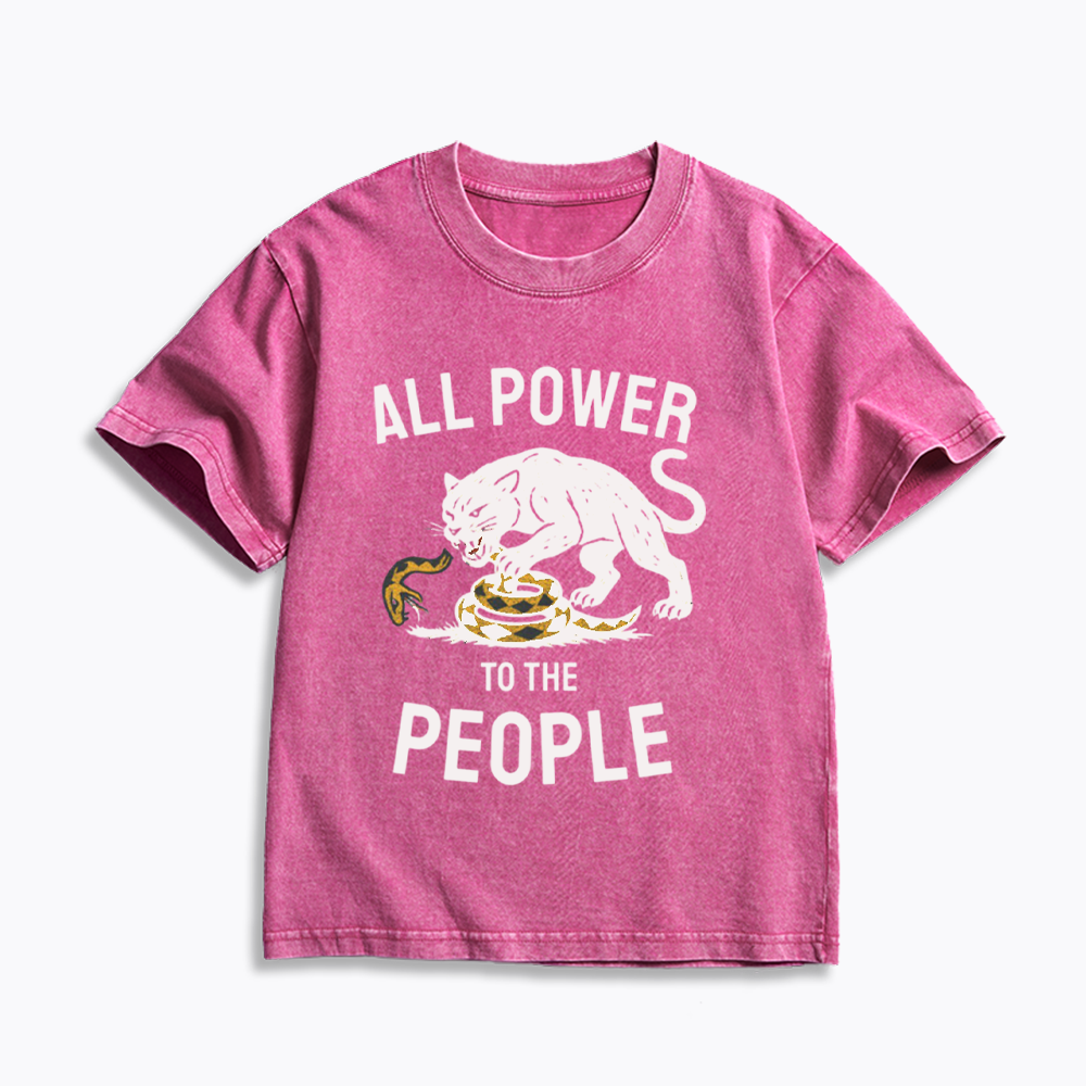 Power to the People Black Panther Party Kids Washed T-Shirts