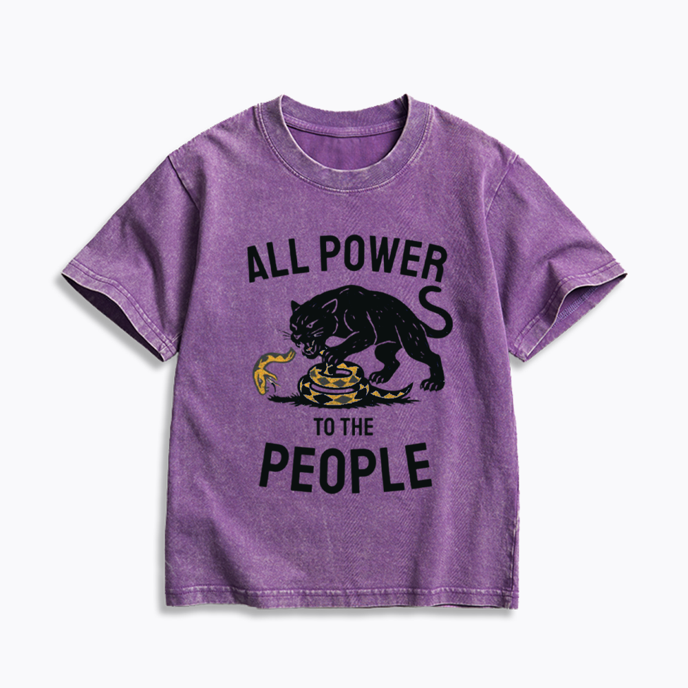 Power to the People Black Panther Party Kids Washed T-Shirts