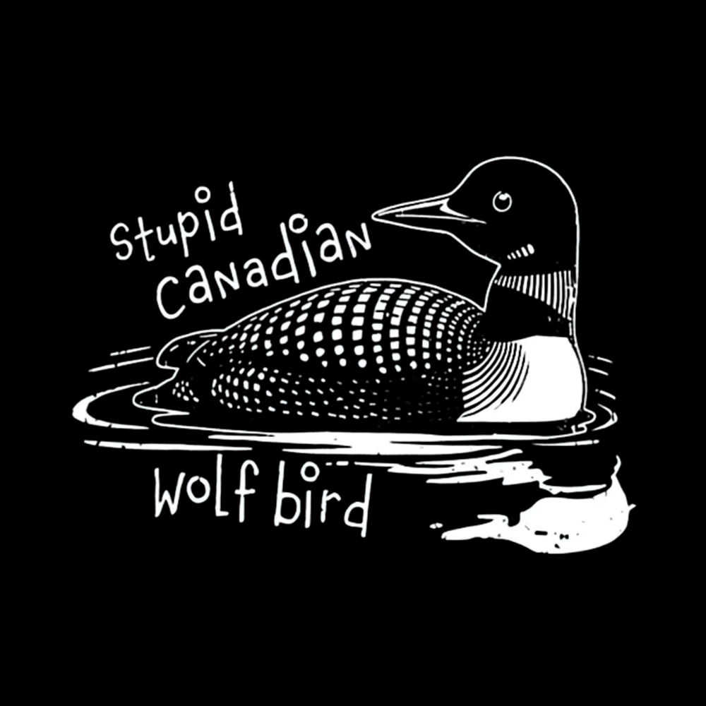 Stupid Canadian Wolf Bird Kids Washed T-Shirts