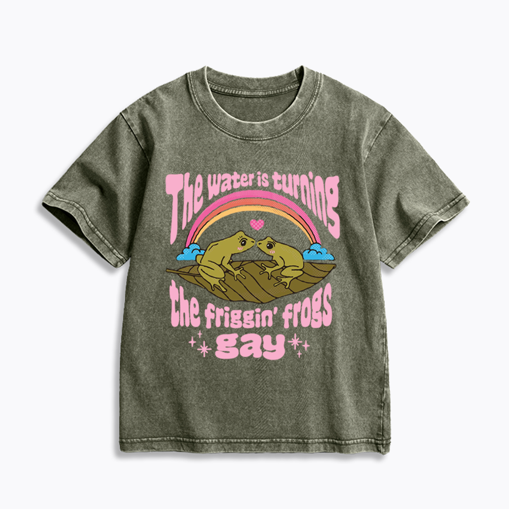 Gay Frog Lovers Kids Washed T-Shirts