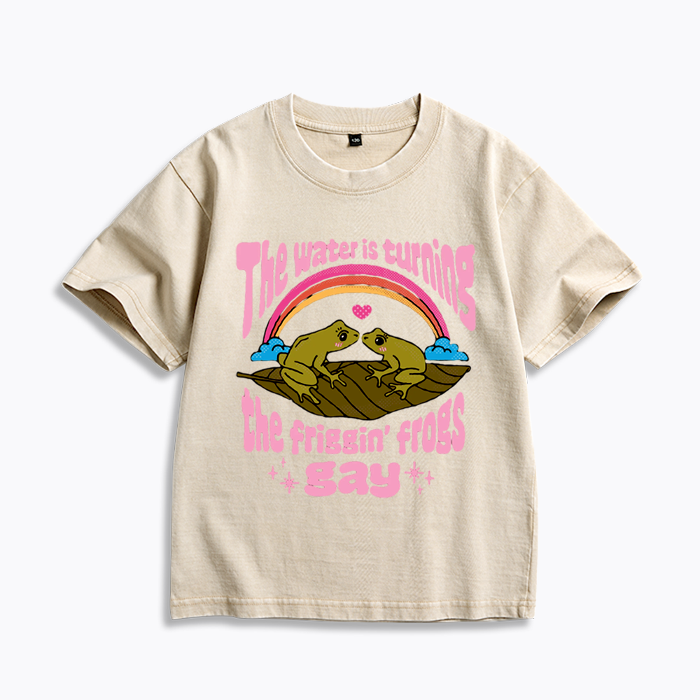Gay Frog Lovers Kids Washed T-Shirts
