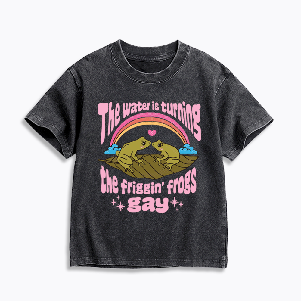 Gay Frog Lovers Kids Washed T-Shirts