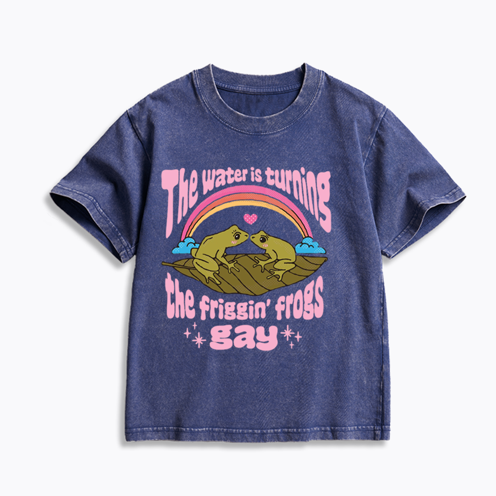 Gay Frog Lovers Kids Washed T-Shirts