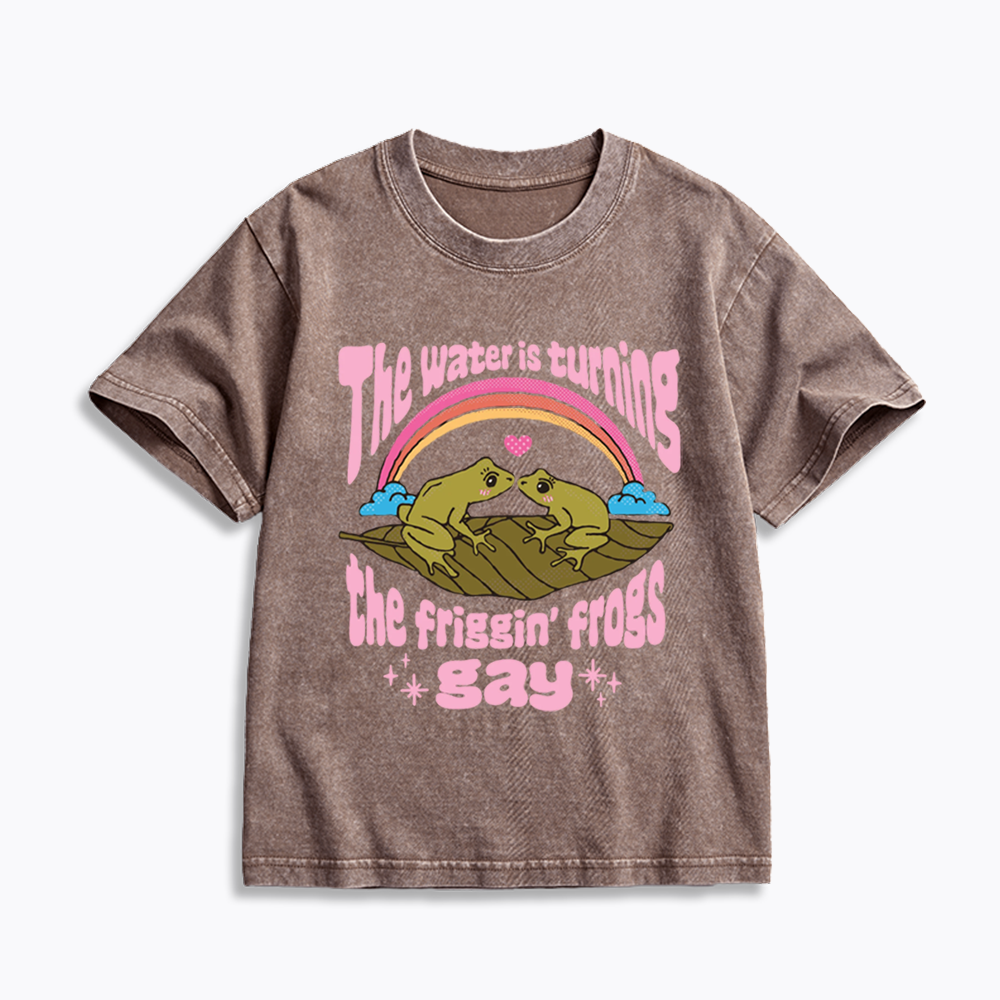 Gay Frog Lovers Kids Washed T-Shirts