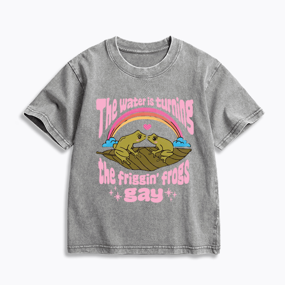 Gay Frog Lovers Kids Washed T-Shirts