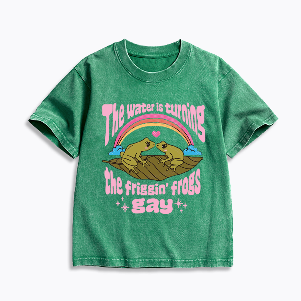 Gay Frog Lovers Kids Washed T-Shirts