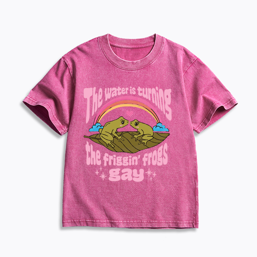 Gay Frog Lovers Kids Washed T-Shirts