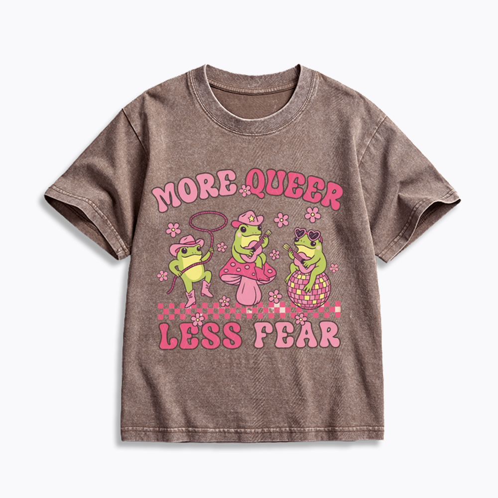 More Queer Less Fear Kids Washed T-Shirts