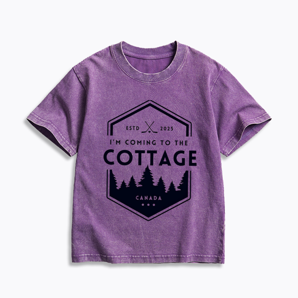 I'm Coming to the Cottage Kids Washed T-Shirts