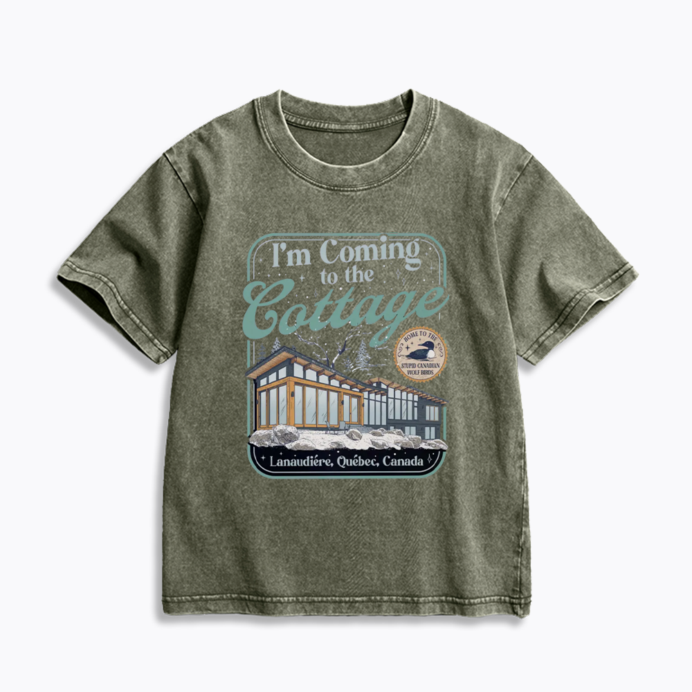I'm Coming To The Cottage Kids Washed T-Shirts