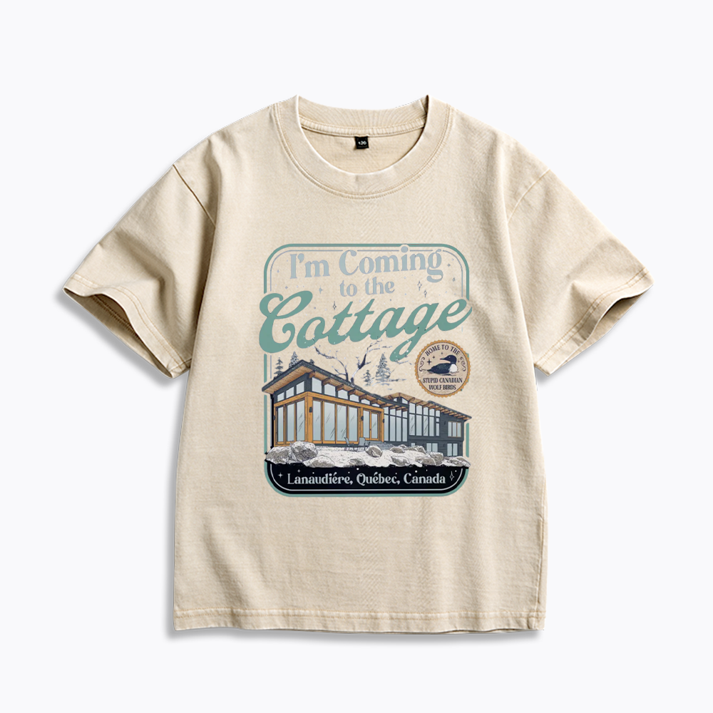 I'm Coming To The Cottage Kids Washed T-Shirts