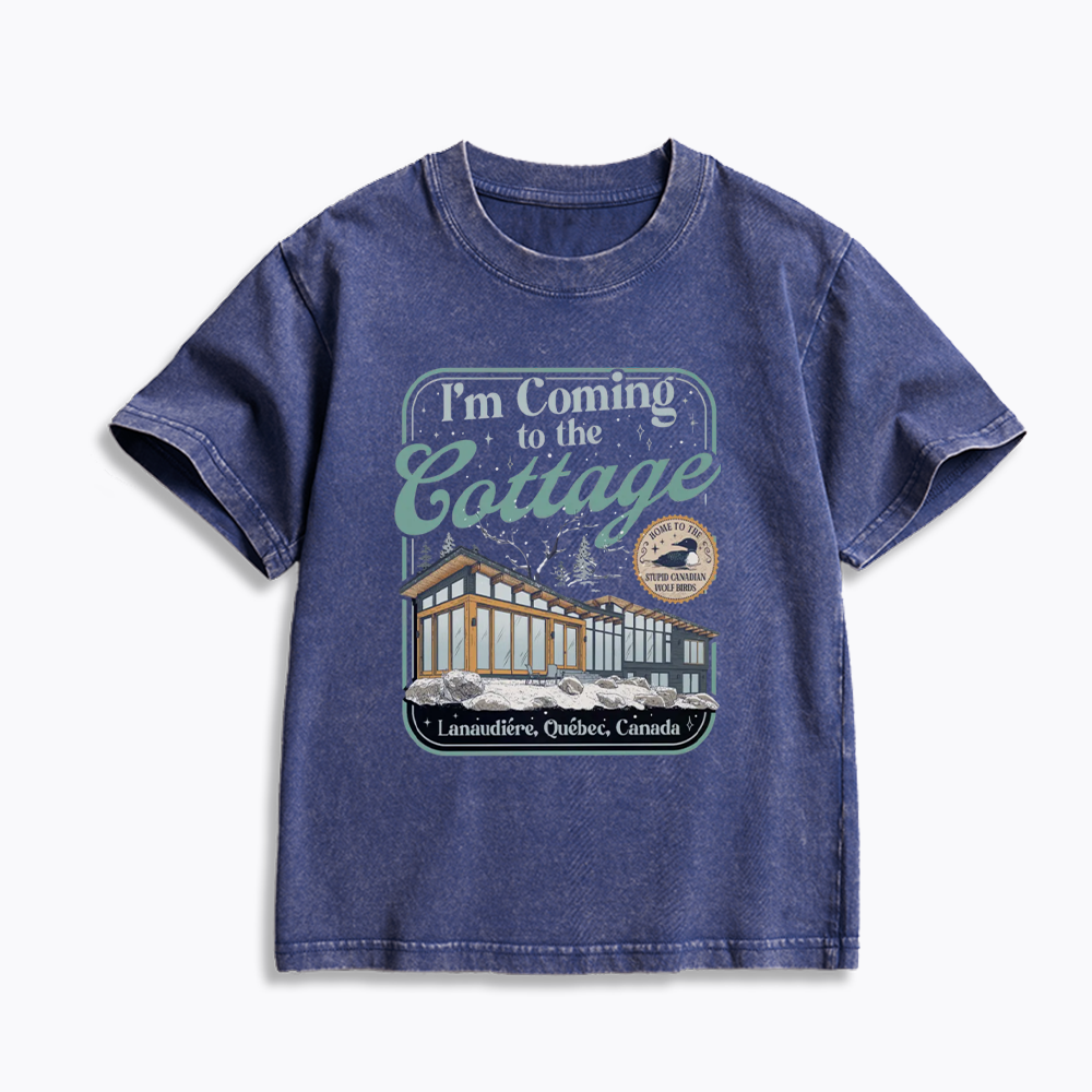 I'm Coming To The Cottage Kids Washed T-Shirts