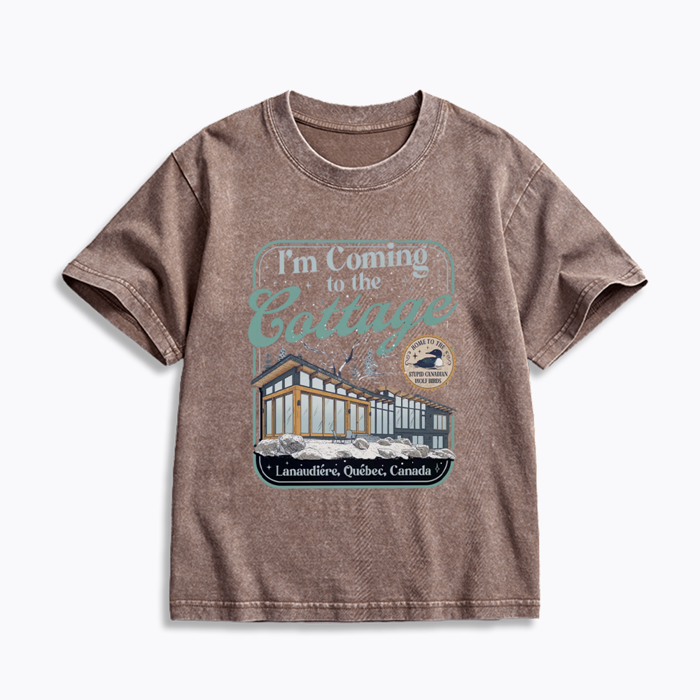 I'm Coming To The Cottage Kids Washed T-Shirts