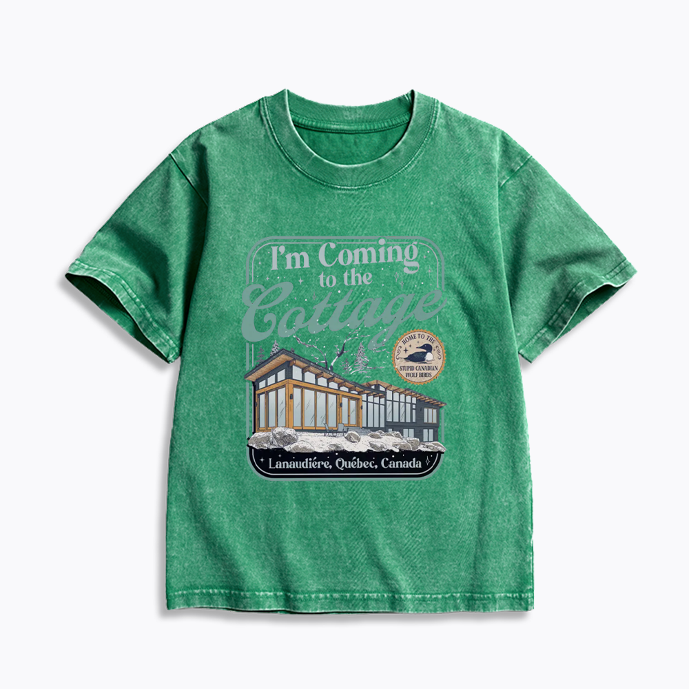 I'm Coming To The Cottage Kids Washed T-Shirts