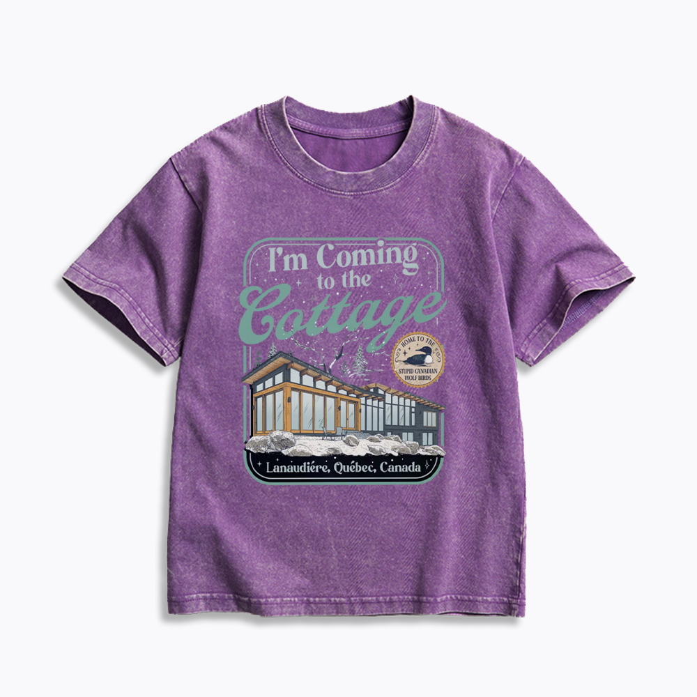 I'm Coming To The Cottage Kids Washed T-Shirts