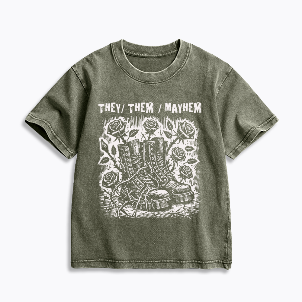 Nonbinary Agender Kids Washed T-Shirts
