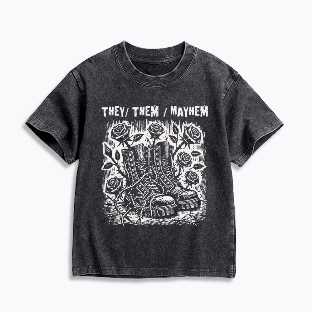 Nonbinary Agender Kids Washed T-Shirts