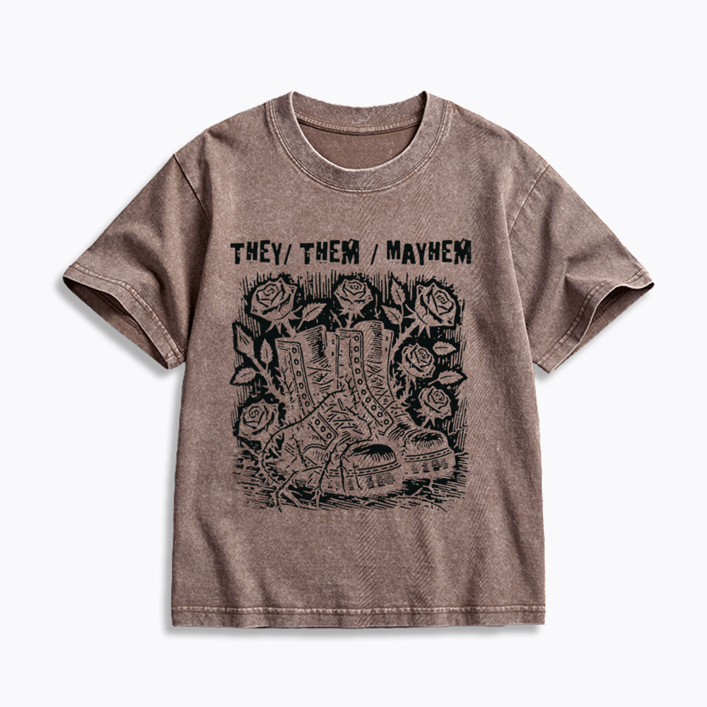 Nonbinary Agender Kids Washed T-Shirts