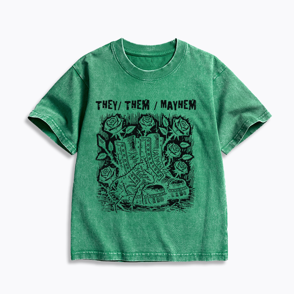 Nonbinary Agender Kids Washed T-Shirts