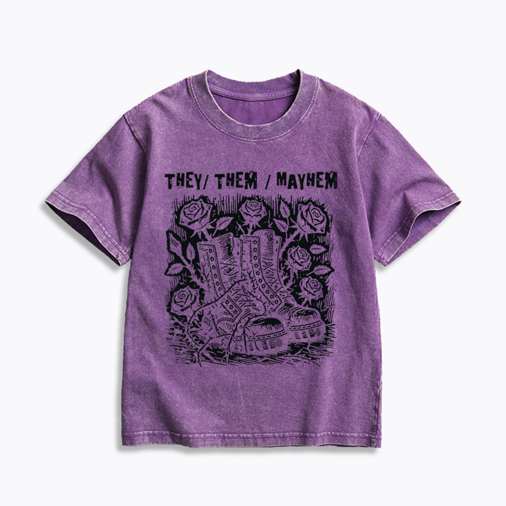 Nonbinary Agender Kids Washed T-Shirts