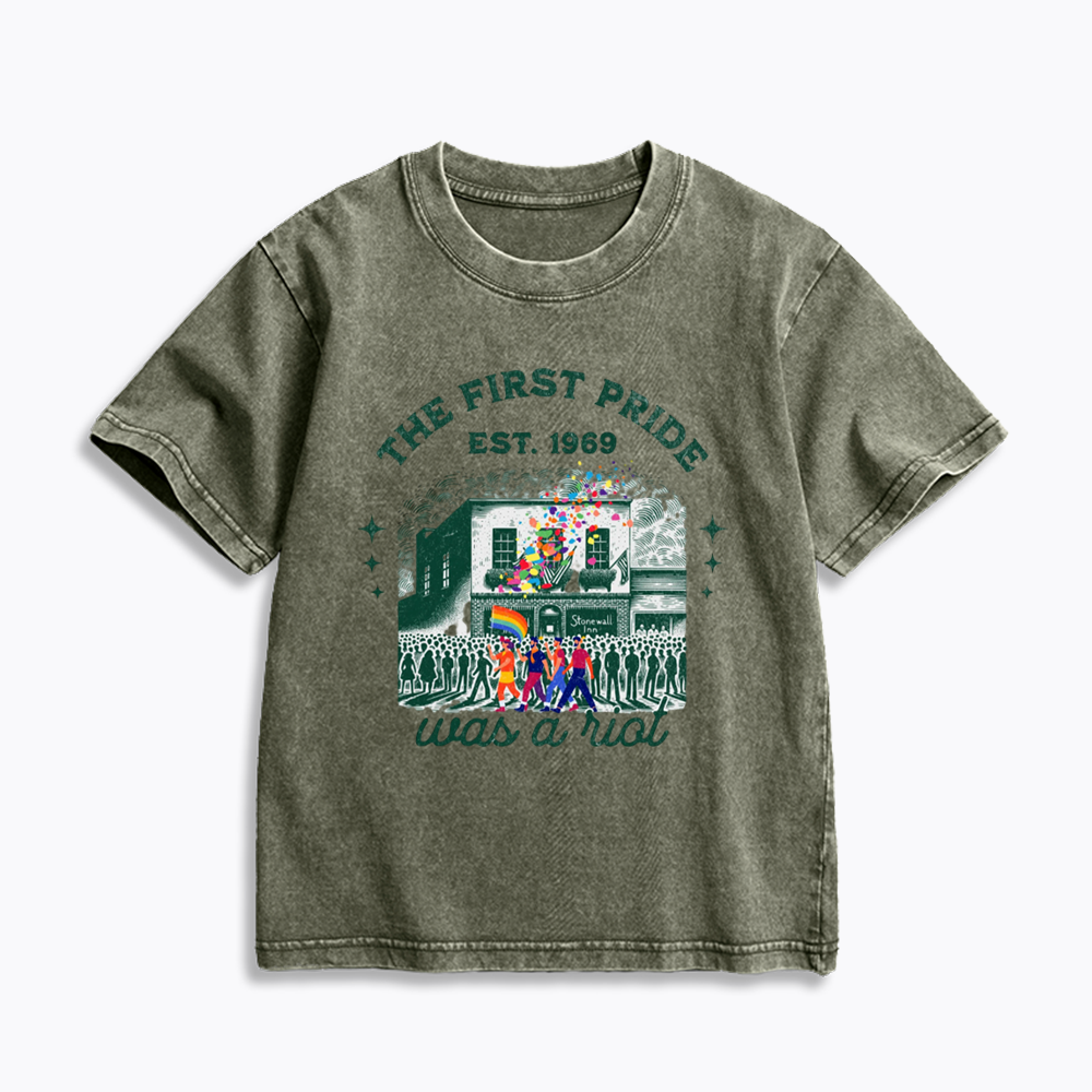 The first Pride Was a Riot Kids Washed T-Shirts