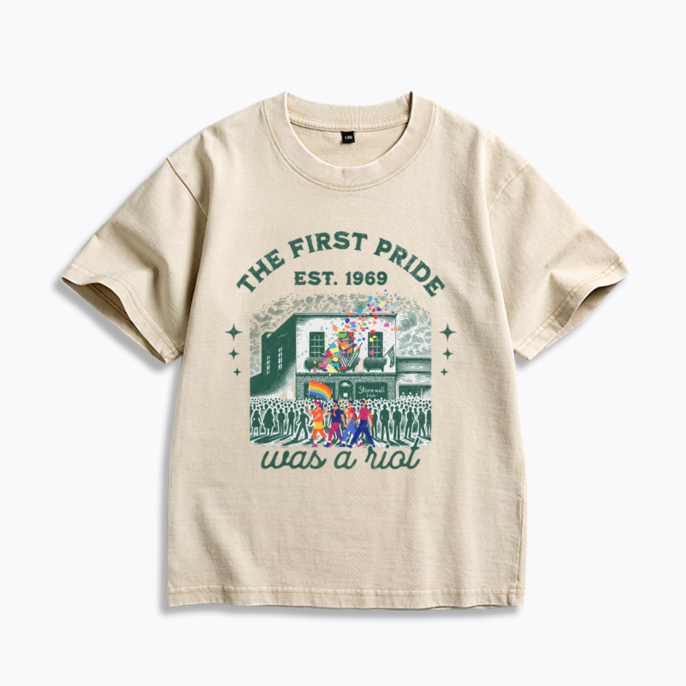 The first Pride Was a Riot Kids Washed T-Shirts