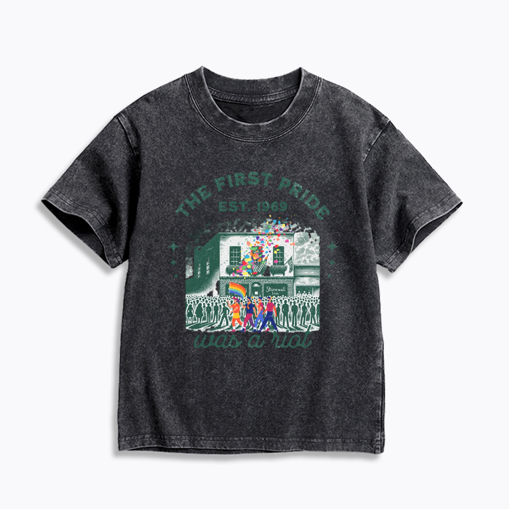 The first Pride Was a Riot Kids Washed T-Shirts