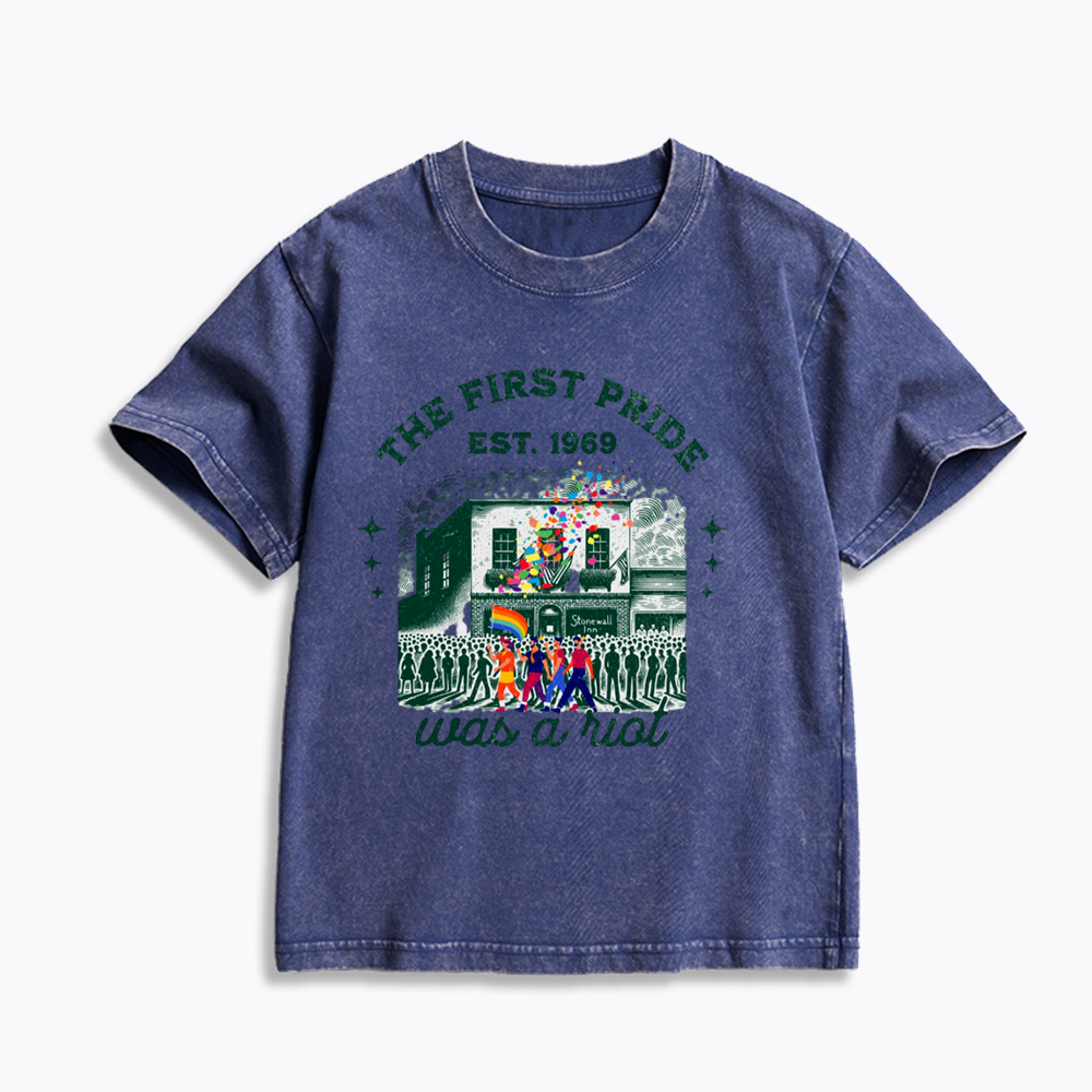 The first Pride Was a Riot Kids Washed T-Shirts