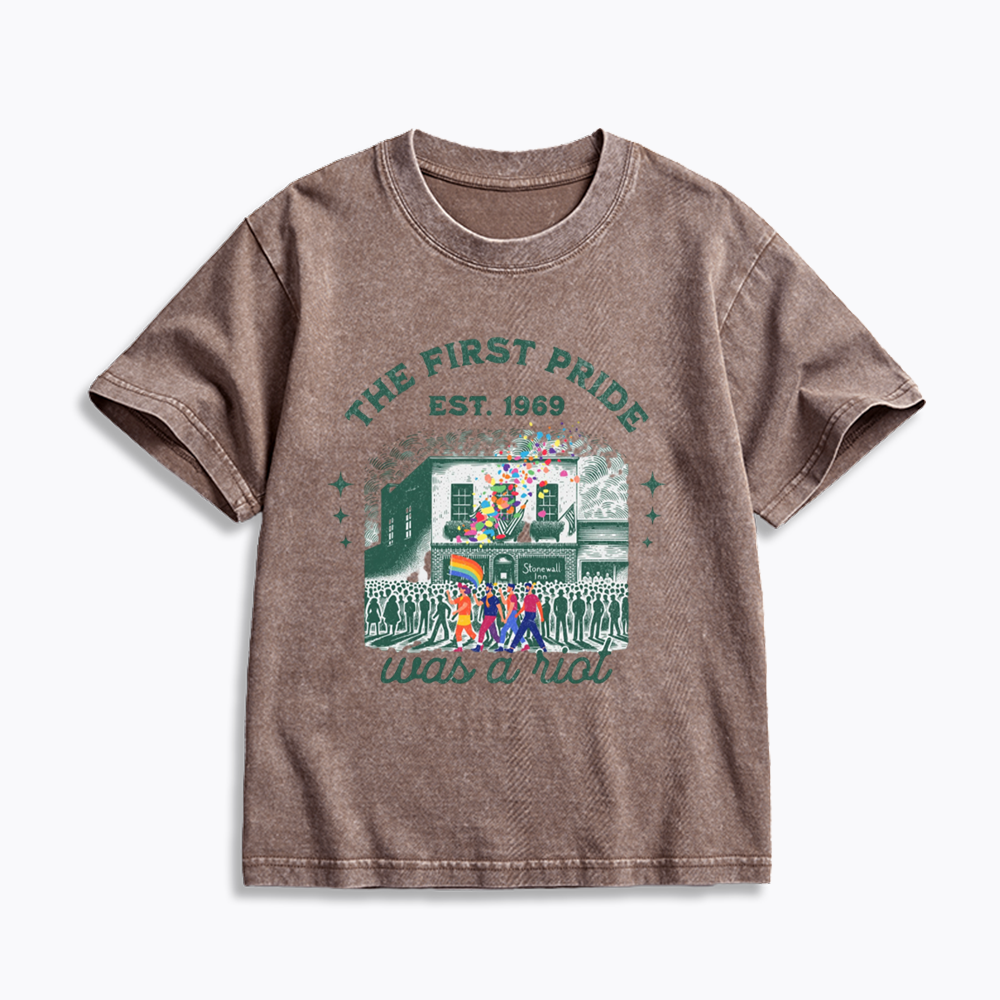 The first Pride Was a Riot Kids Washed T-Shirts
