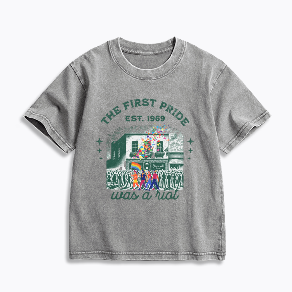 The first Pride Was a Riot Kids Washed T-Shirts
