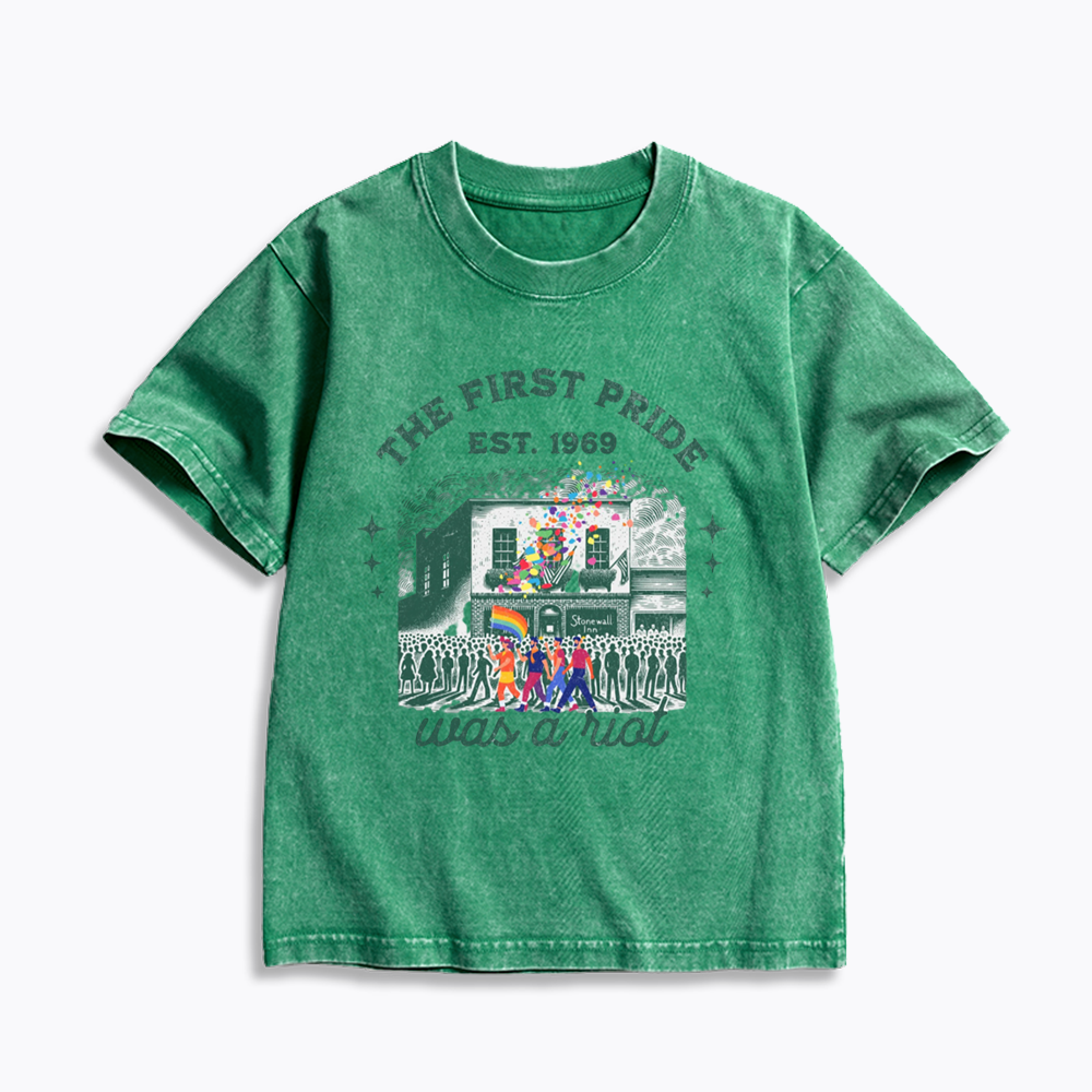 The first Pride Was a Riot Kids Washed T-Shirts