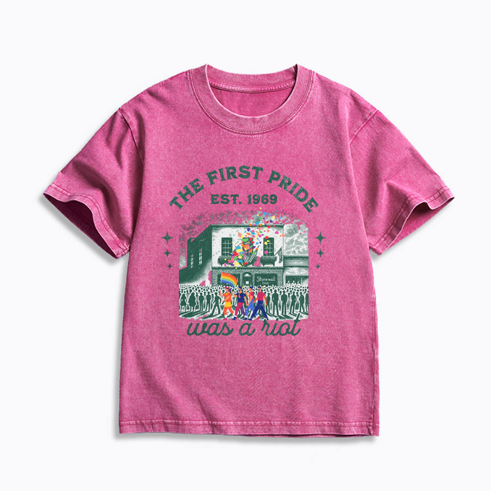The first Pride Was a Riot Kids Washed T-Shirts