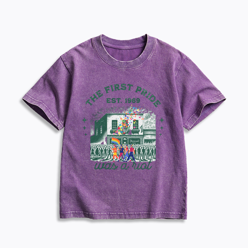 The first Pride Was a Riot Kids Washed T-Shirts
