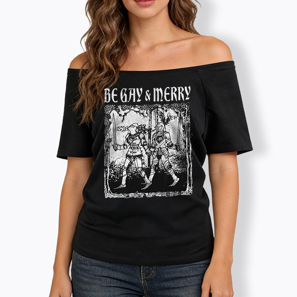 Merry Black Off Shoulder T-shirts