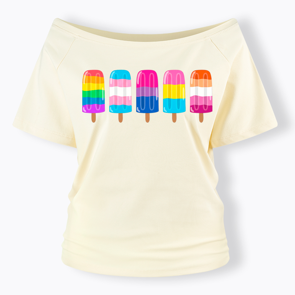 Pride Ice Pops Off Shoulder T-Shirt