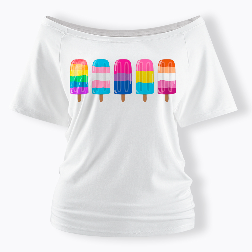 Pride Ice Pops Off Shoulder T-Shirt