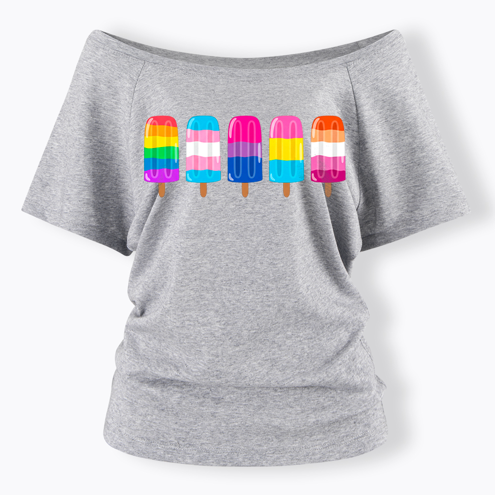 Pride Ice Pops Off Shoulder T-Shirt