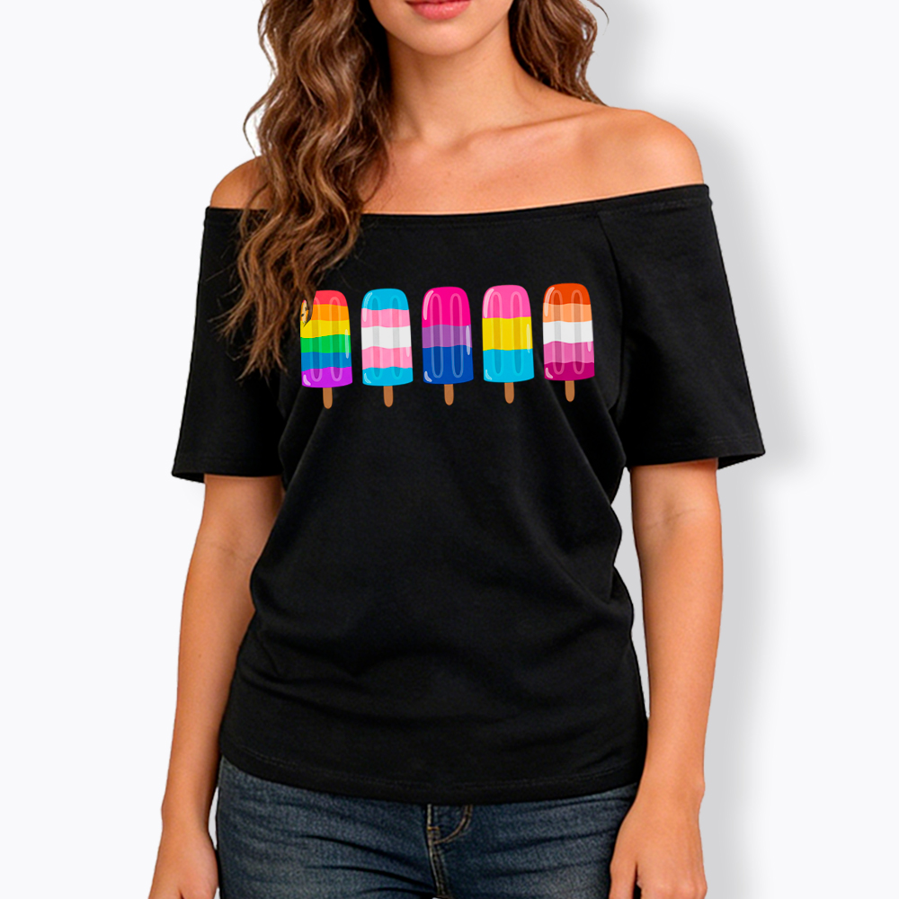 Pride Ice Pops Off Shoulder T-Shirt