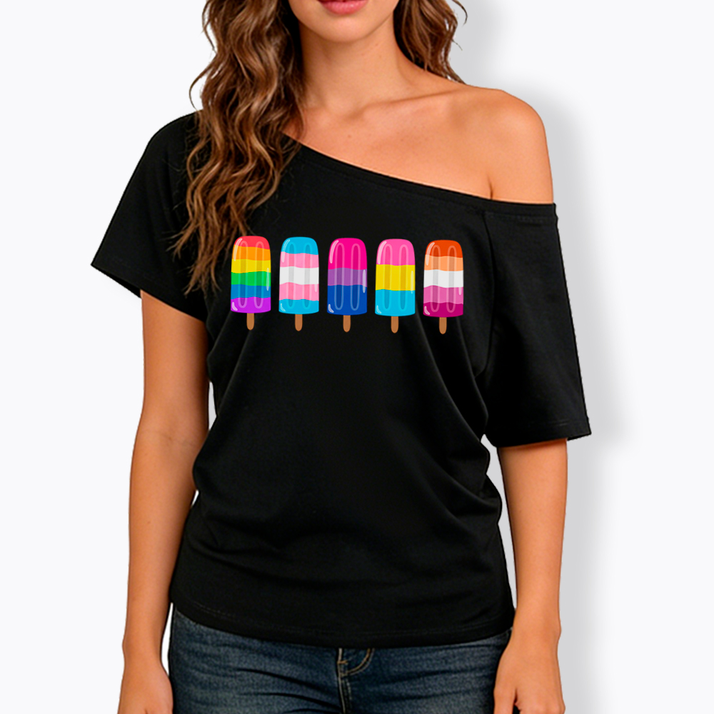 Pride Ice Pops Off Shoulder T-Shirt
