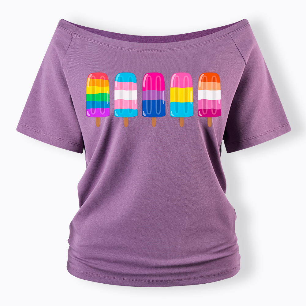 Pride Ice Pops Off Shoulder T-Shirt