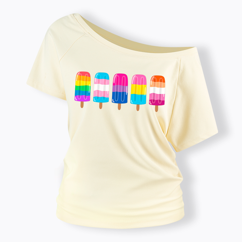 Pride Ice Pops Off Shoulder T-Shirt