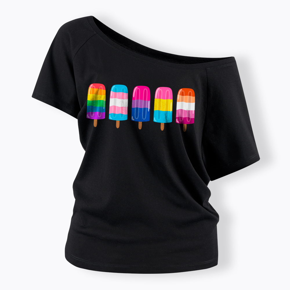 Pride Ice Pops Off Shoulder T-Shirt