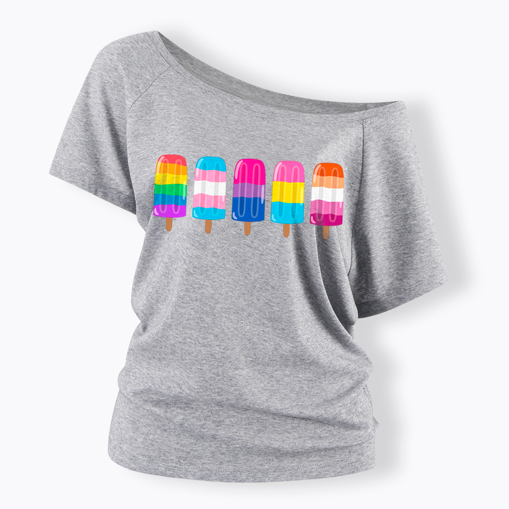 Pride Ice Pops Off Shoulder T-Shirt