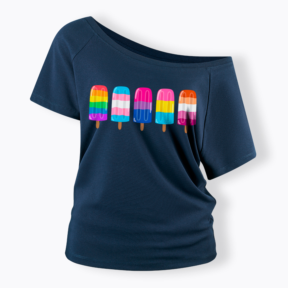 Pride Ice Pops Off Shoulder T-Shirt