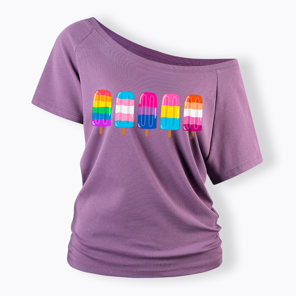 Pride Ice Pops Off Shoulder T-Shirt