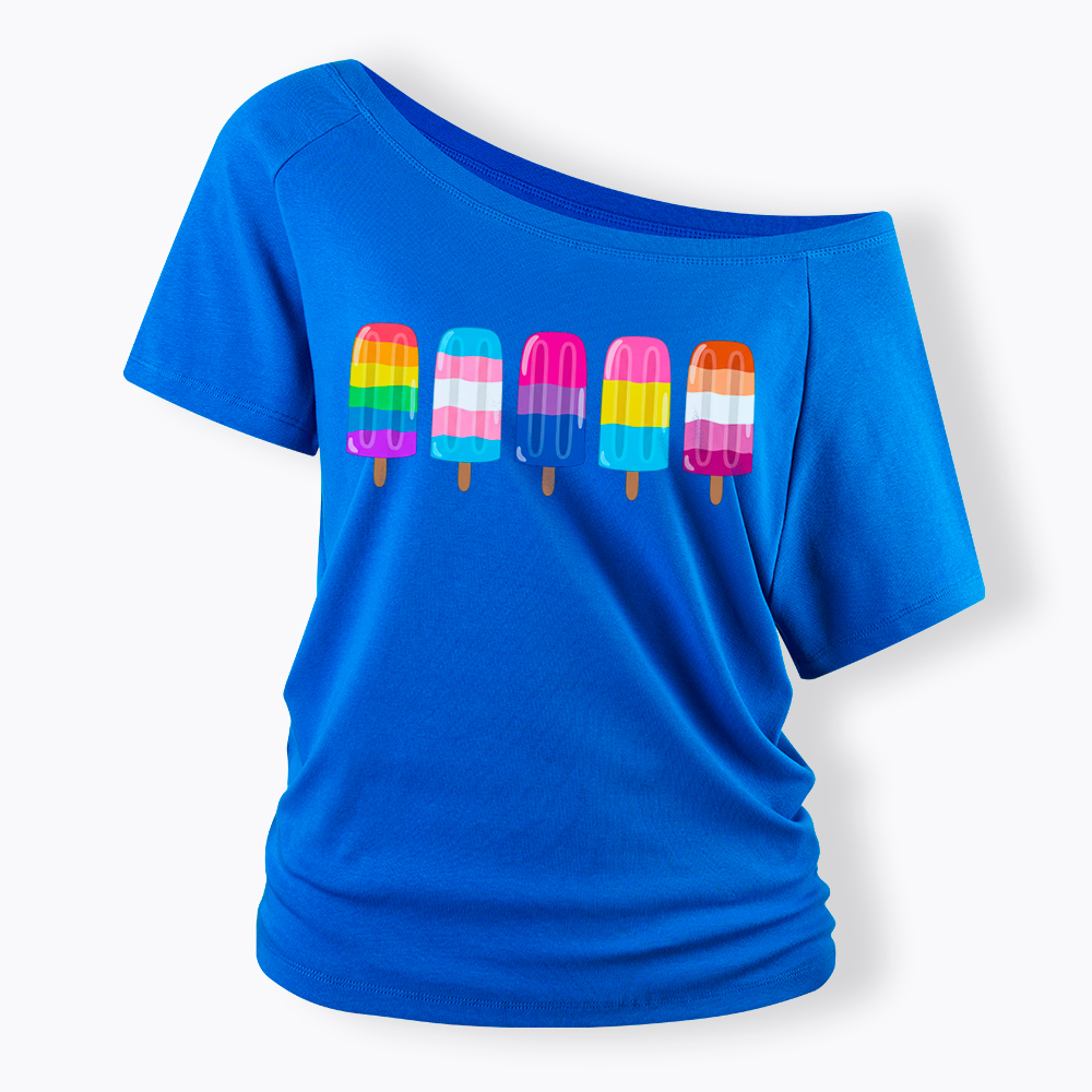 Pride Ice Pops Off Shoulder T-Shirt