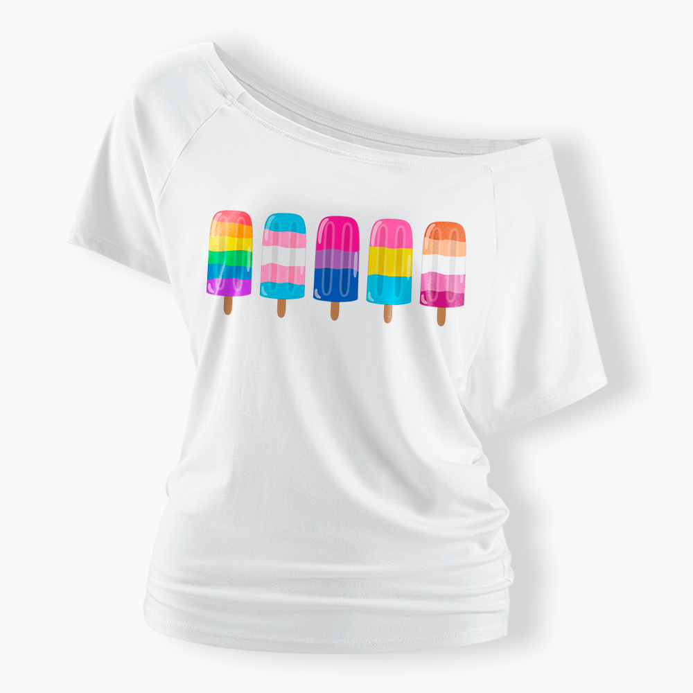 Pride Ice Pops Off Shoulder T-Shirt